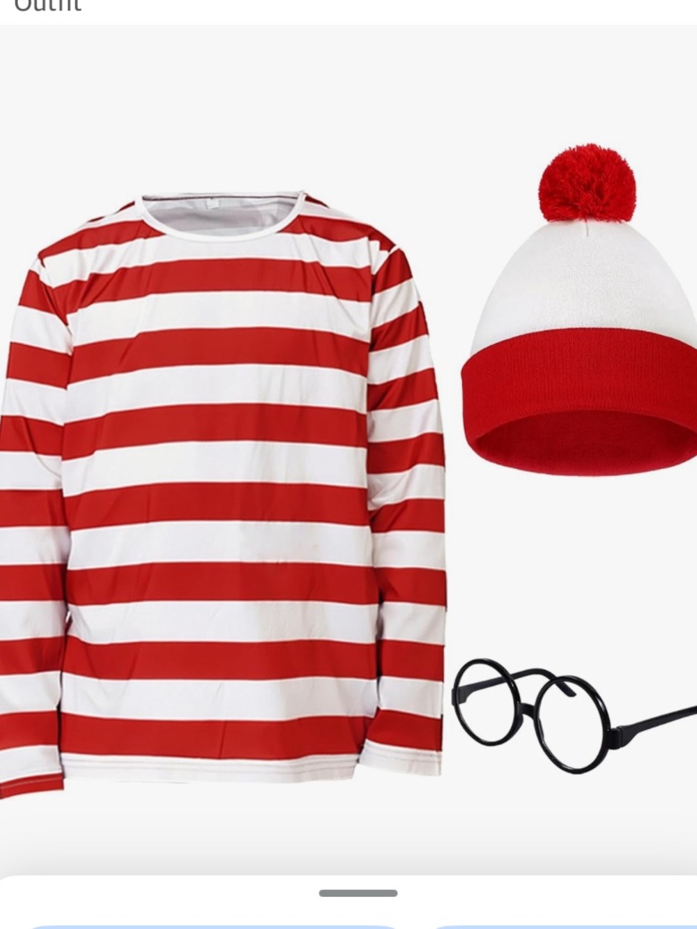 Kids Red and White Halloween Shirts Hat Glasses Set for Costume Cosplay